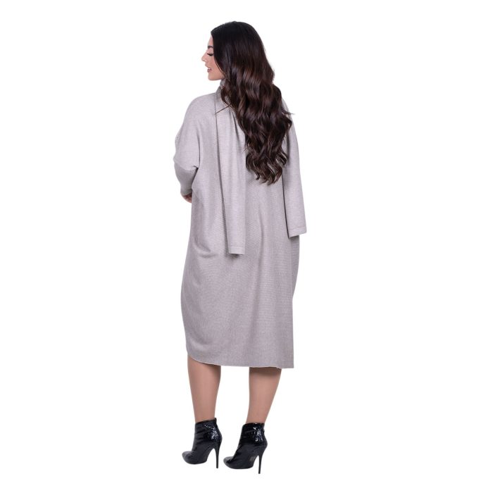 Platinum Φόρεμα Μόκα Γυναικείο Casual Φαρδύ Midi Σετ Με Κασκόλ All Day Free Size - IT-036-42-BG - Image 4