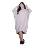 Platinum Φόρεμα Μόκα Γυναικείο Casual Φαρδύ Midi Ασύμμετρο Με Ζιβάγκο All Day Free Size - IT-041-52-MG