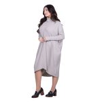 Platinum Φόρεμα Μόκα Γυναικείο Casual Φαρδύ Midi Ασύμμετρο Με Ζιβάγκο All Day Free Size - IT-041-52-MG - Image 2