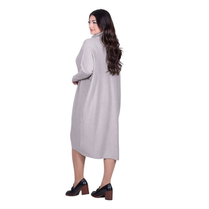 Platinum Φόρεμα Μόκα Γυναικείο Casual Φαρδύ Midi Ασύμμετρο Με Ζιβάγκο All Day Free Size - IT-041-52-MG - Image 5