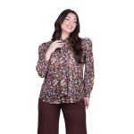 Platinum Πουκάμισο Καφέ Γυναικείο Με Γεωμετρικά Χρωματιστά Σχέδια Mακρυμάνικο All Day Free Size - IT-1322-BR