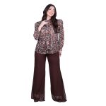 Platinum Πουκάμισο Καφέ Γυναικείο Με Γεωμετρικά Χρωματιστά Σχέδια Mακρυμάνικο All Day Free Size - IT-1322-BR - Image 5