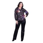 Platinum Μπλούζα Μαύρη Με Χρωματιστά Floral Γυναικεία Mακρυμάνικη All Day Free Size - IT-187-GU - Image 5