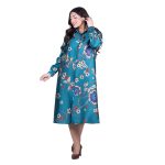 Platinum Φόρεμα Πετρόλ Γυναικείο Floral Print Με Κουμπιά All Day Free Size - IT-195-GU - Image 3