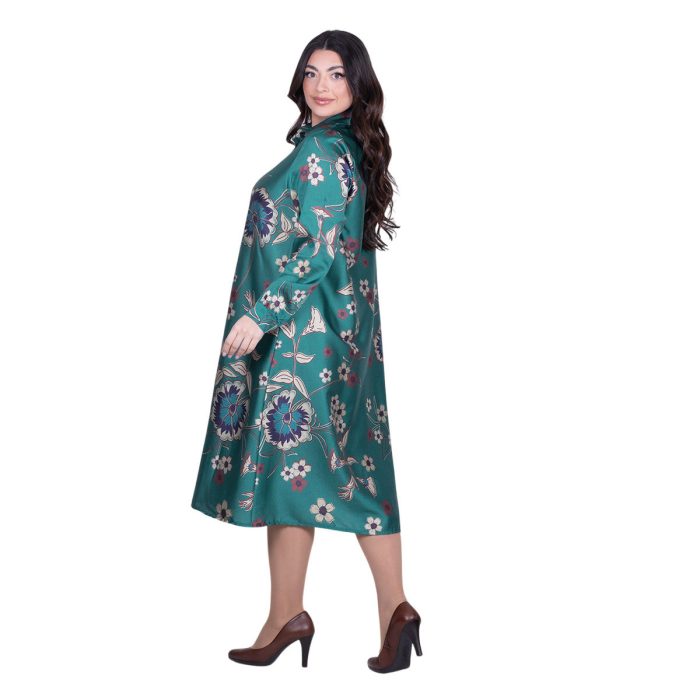 Platinum Φόρεμα Πετρόλ Γυναικείο Floral Print Με Κουμπιά All Day Free Size - IT-195-GU - Image 3