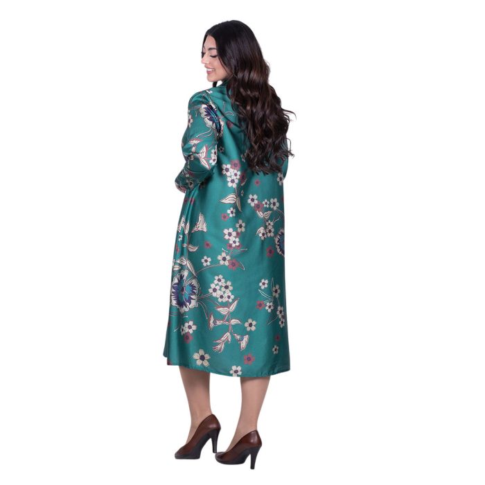 Platinum Φόρεμα Πετρόλ Γυναικείο Floral Print Με Κουμπιά All Day Free Size - IT-195-GU - Image 4