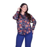 Platinum Πουκάμισο Μωβ Με Χρωματιστά Floral  Γυναικείο Mακρυμάνικο All Day Free Size - IT-250-GU-V