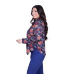 Platinum Πουκάμισο Μωβ Με Χρωματιστά Floral  Γυναικείο Mακρυμάνικο All Day Free Size - IT-250-GU-V - Image 3