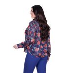 Platinum Πουκάμισο Μωβ Με Χρωματιστά Floral  Γυναικείο Mακρυμάνικο All Day Free Size - IT-250-GU-V - Image 4