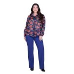 Platinum Πουκάμισο Μωβ Με Χρωματιστά Floral  Γυναικείο Mακρυμάνικο All Day Free Size - IT-250-GU-V - Image 5