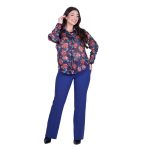 Platinum Πουκάμισο Μωβ Με Χρωματιστά Floral  Γυναικείο Mακρυμάνικο All Day Free Size - IT-250-GU-V - Image 6