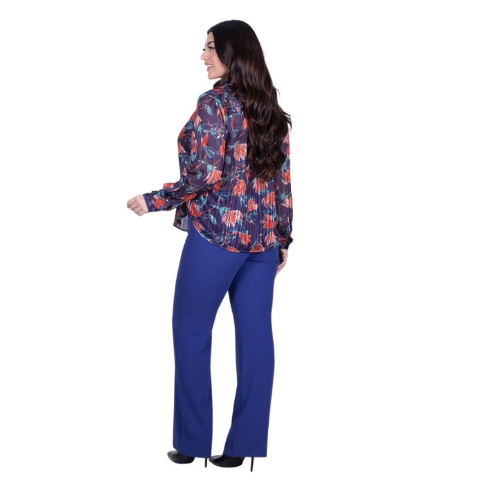 Platinum Πουκάμισο Μωβ Με Χρωματιστά Floral  Γυναικείο Mακρυμάνικο All Day Free Size - IT-250-GU-V - Image 7