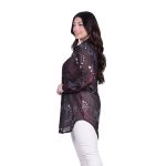 Platinum Πουκαμίσα Μπορντό Γυναικεία Με Εμπριμέ Σχέδιο Mακρυμάνικη Μακριά All Day Free Size - IT-253-GU - Image 2