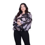 Platinum Πουκάμισο Μαύρο Γυναικείο Με Εμπριμέ Σχέδια Mακρυμάνικο All Day Free Size - IT-254-GU - Image 2