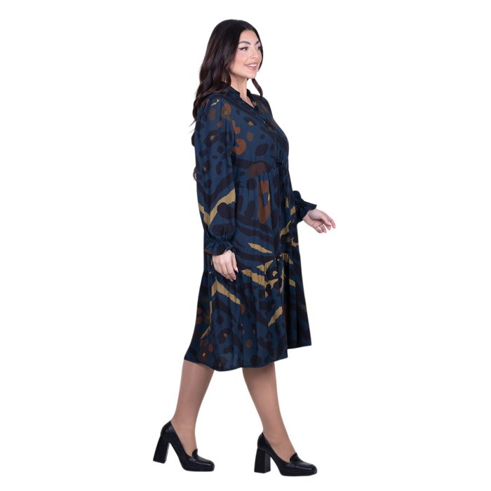 Platinum Φόρεμα Πετρολ Με Animal Print Σχέδια Γυναικείο Νεανικό Εβαζέ All Day Free Size - IT-258-GU-RR - Image 3