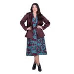 Platinum Φόρεμα Μπορντό Με Τυρκουάζ Εμπριμέ Σχέδιο Γυναικείο Αμάνικο Midi Εβαζέ All Day - IT-260-GU-BR - Image 5