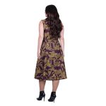 Platinum Φόρεμα Μωβ Με Μουσταρδί Floral Σχέδιο Γυναικείο Αμάνικο Midi Εβαζέ All Day - IT-260-GU-VM - Image 4