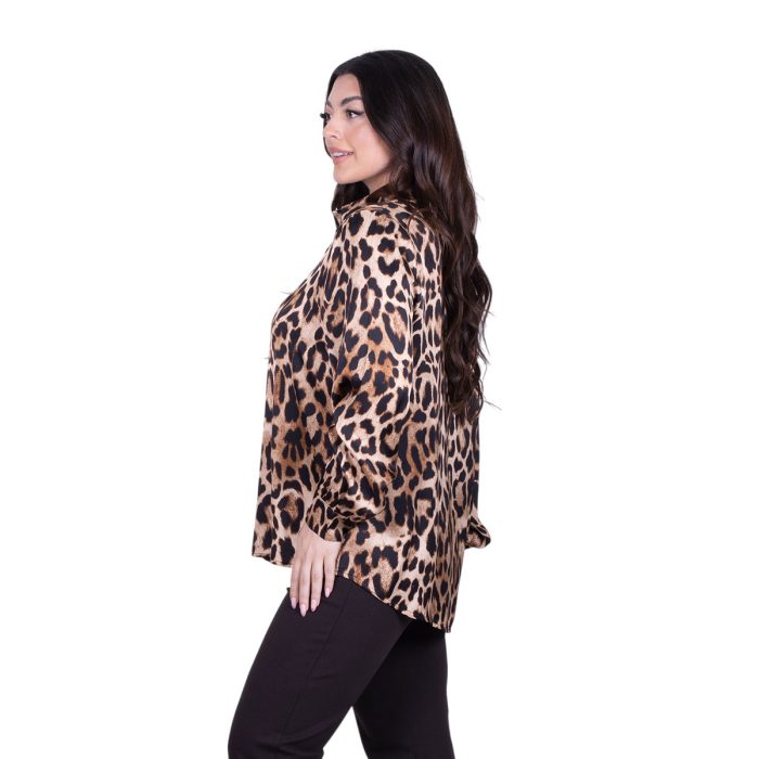 Platinum Πουκάμισο Γήινο Με Animal Print Γυναικείο Mακρυμάνικο All Day Free Size - IT-5268-3 - Image 3