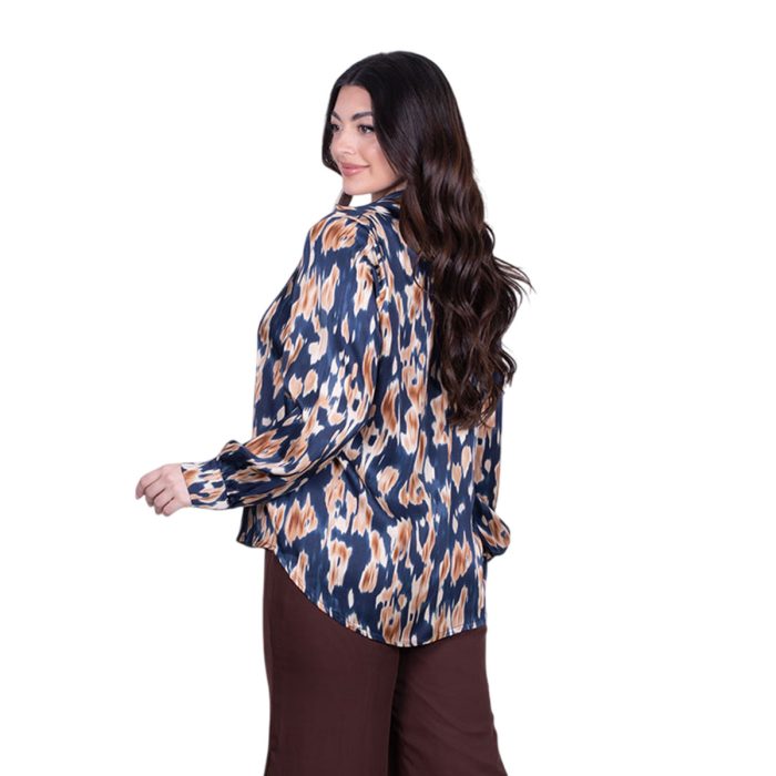Platinum Πουκάμισο Μπλε Με Animal Print Σχέδιο Γυναικείο Mακρυμάνικο All Day Free Size - IT-5268-5 - Image 4