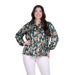 Platinum Πουκάμισο Πράσινο Με Animal Print Σχέδιο Γυναικείο Mακρυμάνικο All Day Free Size - IT-5268-7 - Image 2