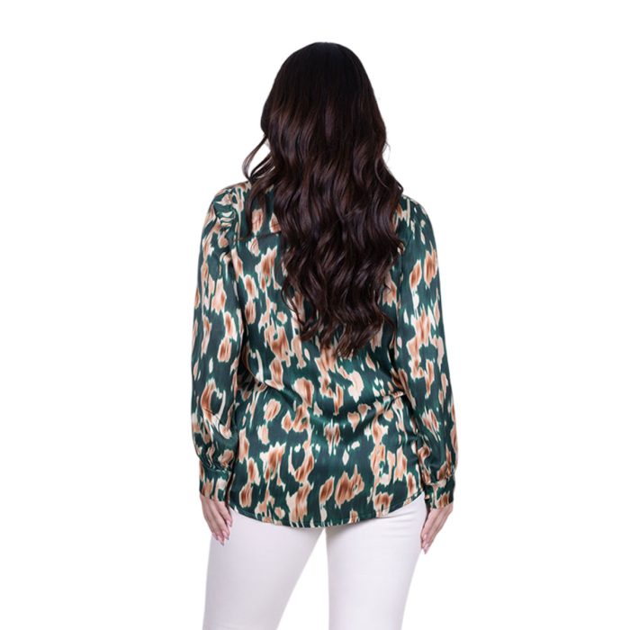Platinum Πουκάμισο Πράσινο Με Animal Print Σχέδιο Γυναικείο Mακρυμάνικο All Day Free Size - IT-5268-7 - Image 3