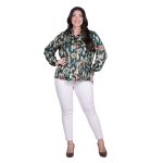 Platinum Πουκάμισο Πράσινο Με Animal Print Σχέδιο Γυναικείο Mακρυμάνικο All Day Free Size - IT-5268-7 - Image 4