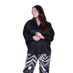 Platinum Πουκάμισο Μαύρο Γυναικείο Σατινέ Μακρύ Με Γιακά All Day Free Size - IT-5337-42-B - Image 2