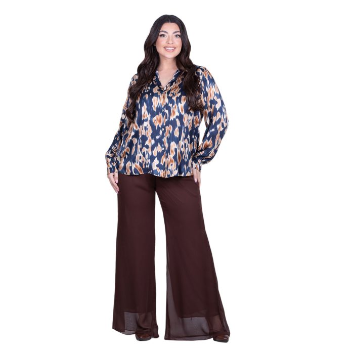 Platinum Πουκάμισο Μπλε Με Animal Print Σχέδιο Γυναικείο Mακρυμάνικο All Day Free Size - IT-5268-5 - Image 5