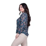 Platinum Πουκάμισο Μπλε Με Floral Print Γυναικείο Mακρυμάνικο All Day Free Size - IT-6553 - Image 3