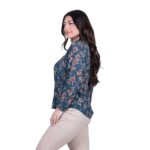 Platinum Πουκάμισο Μπλε Με Floral Print Γυναικείο Mακρυμάνικο All Day Free Size - IT-6553 - Image 3