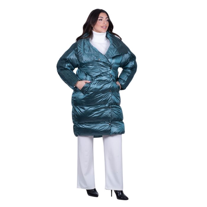 Platinum Μπουφάν Πετρολ Γυναικείο Μεταλλιζέ Casual Midi All Day - IT-8175-PR - Image 3