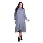 Platinum Φόρεμα Γκρι Γυναικείο Πλεκτό Casual Εβαζέ Ασύμμετρο All Day Free Size - IT-8422-GR