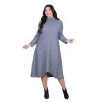 Platinum Φόρεμα Γκρι Γυναικείο Πλεκτό Casual Εβαζέ Ασύμμετρο All Day Free Size - IT-8422-GR - Image 2