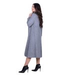 Platinum Φόρεμα Γκρι Γυναικείο Πλεκτό Casual Εβαζέ Ασύμμετρο All Day Free Size - IT-8422-GR - Image 3