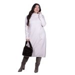 Platinum Φόρεμα Λευκό Γυναικείο Πλεκτό Midi Casual Με Φαδρύ Ξεχειλωτό Γιακά All Day Free Size - MD-3235-42 - Image 6