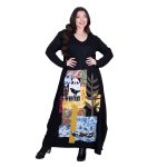 Platinum Φόρεμα Μαύρο Γυναικείο Απλικέ Maxi ''Αφηρημένος Πίνακας Patchwork'' All Day - PL-231-BC