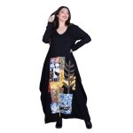 Platinum Φόρεμα Μαύρο Γυναικείο Απλικέ Maxi ''Αφηρημένος Πίνακας Patchwork'' All Day - PL-231-BC - Image 2