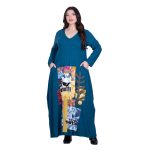 Platinum Φόρεμα Πετρολ Γυναικείο Απλικέ Maxi ''Αφηρημένος Πίνακας Patchwork'' All Day - PL-231-WP - Image 2