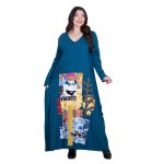 Platinum Φόρεμα Πετρολ Γυναικείο Απλικέ Maxi ''Αφηρημένος Πίνακας Patchwork'' All Day - PL-231-WP - Image 4