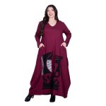 Platinum Φόρεμα Μπορντό Γυναικείο Απλικέ Maxi ''Νυχτερινό Ταξίδι Patchwork'' All Day - PL-232-BR