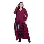 Platinum Φόρεμα Μπορντό Γυναικείο Απλικέ Maxi ''Νυχτερινό Ταξίδι Patchwork'' All Day - PL-232-BR - Image 2