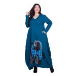 Platinum Φόρεμα Πετρόλ Γυναικείο Απλικέ Maxi ''Ερωτευμένα Άλογα Patchwork'' All Day - PL-233-KD