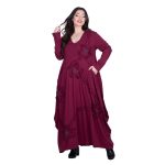 Platinum Φόρεμα Μπορντό Γυναικείο Απλικέ Maxi ''Υφασμάτινα Λουλούδια'' All Day - PL-840-BR - Image 3