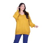 Platinum Μπλούζα Ώχρα Γυναικεία Πλεκτή Με Ντεκολτέ Casual All Day Free Size - Q-3004 - Image 2