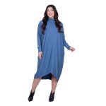 Platinum Φόρεμα Ραφ Γυναικείο Casual Φαρδύ Midi Ασύμμετρο Με Ζιβάγκο All Day Free Size - RF-041-52