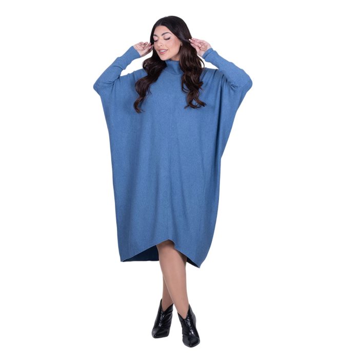 Platinum Φόρεμα Ραφ Γυναικείο Casual Φαρδύ Midi Ασύμμετρο Με Ζιβάγκο All Day Free Size - RF-041-52 - Image 3