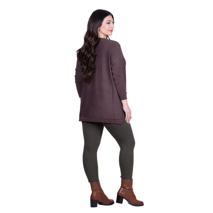 Platinum Μπλούζα Καφέ Γυναικεία Πλεκτή Με Τσέπες Αll Day Free Size - ΙΤ-20205-BR - Image 4