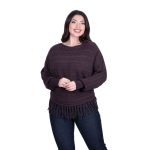 Platinum Μπλούζα Καφέ Γυναικεία Πλεκτή Με Κρόσσια ''Πλεξούδες'' Αll Day Free Size - 014-BR - Image 2