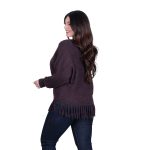 Platinum Μπλούζα Καφέ Γυναικεία Πλεκτή Με Κρόσσια ''Πλεξούδες'' Αll Day Free Size - 014-BR - Image 3