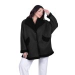 Platinum Ημίπαλτο Μαύρο Γυναικείο Μουτόν Γυναικείο Με Γούνα Casual All Day Free Size - 06079-BC - Image 2